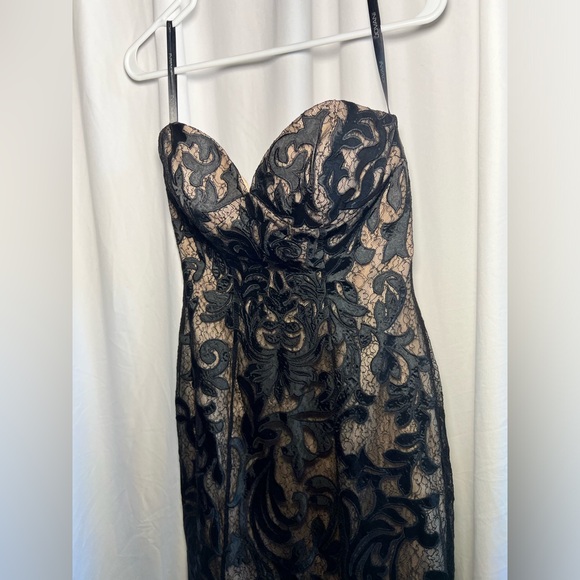 JOVANI Black and Tan Strapless Mermaid Gown | 6 - Picture 10 of 16